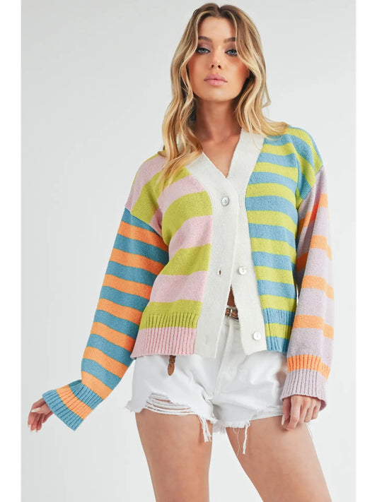 remi colorful striped cardigan