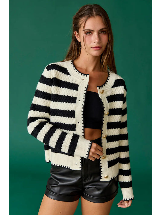 mia striped cardigan