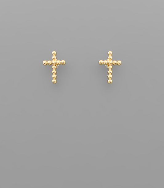 beaded cross studs