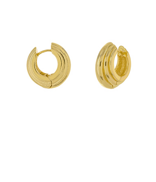 textured gold huggie hoops